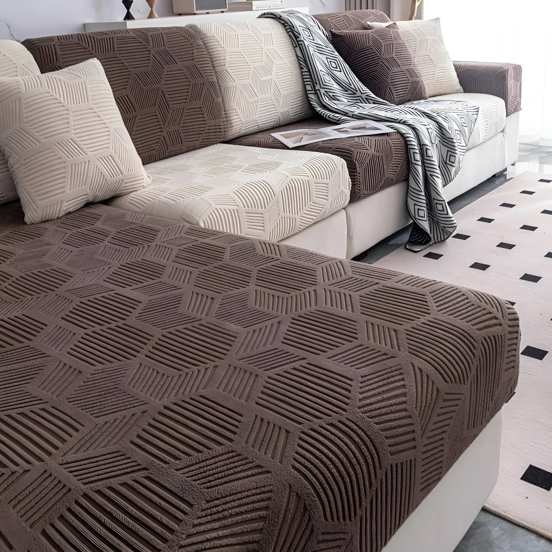 Jacquard Sofa Cover with Geometric Pattern – Soft &amp; Pet-Friendly | Perfect for Protection and Cozy Living Spaces |