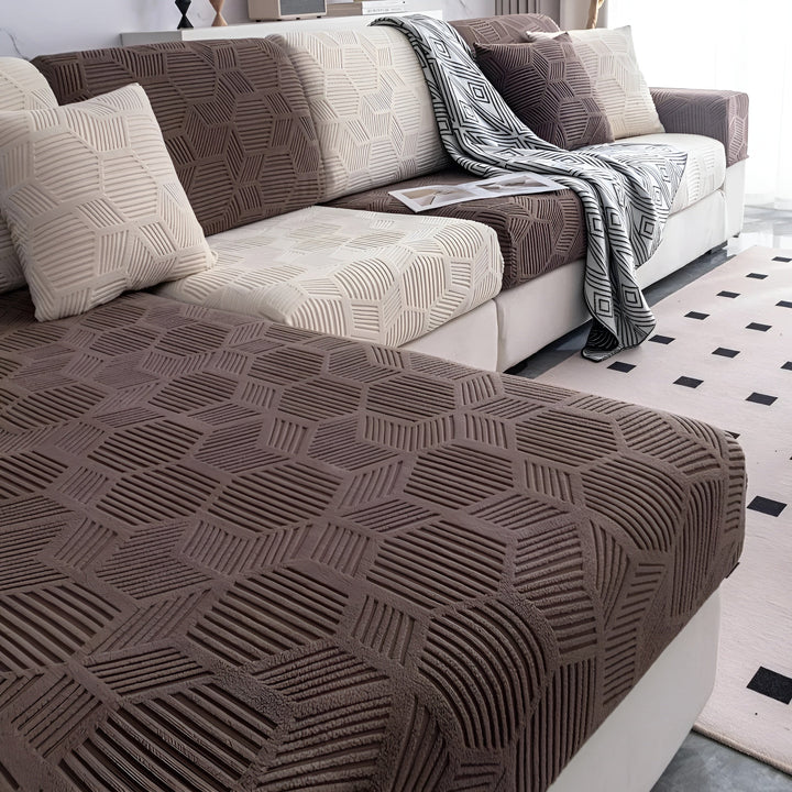 Jacquard Sofa Cover with Geometric Pattern – Soft &amp; Pet-Friendly | Perfect for Protection and Cozy Living Spaces |