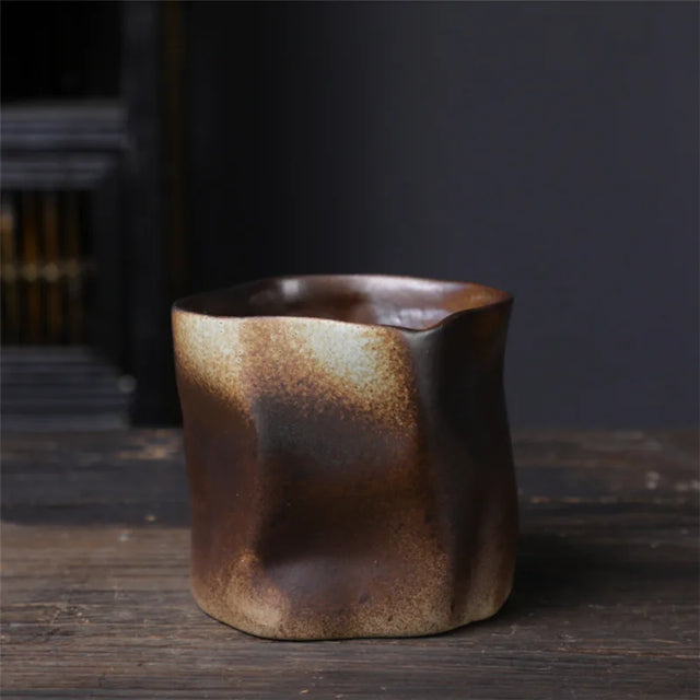 Irregular twisted shape cup 9.47 ounces/280 ml ceramic coffee tea cup without handle polychromatic creative ceramic mugs coffee mugs retro