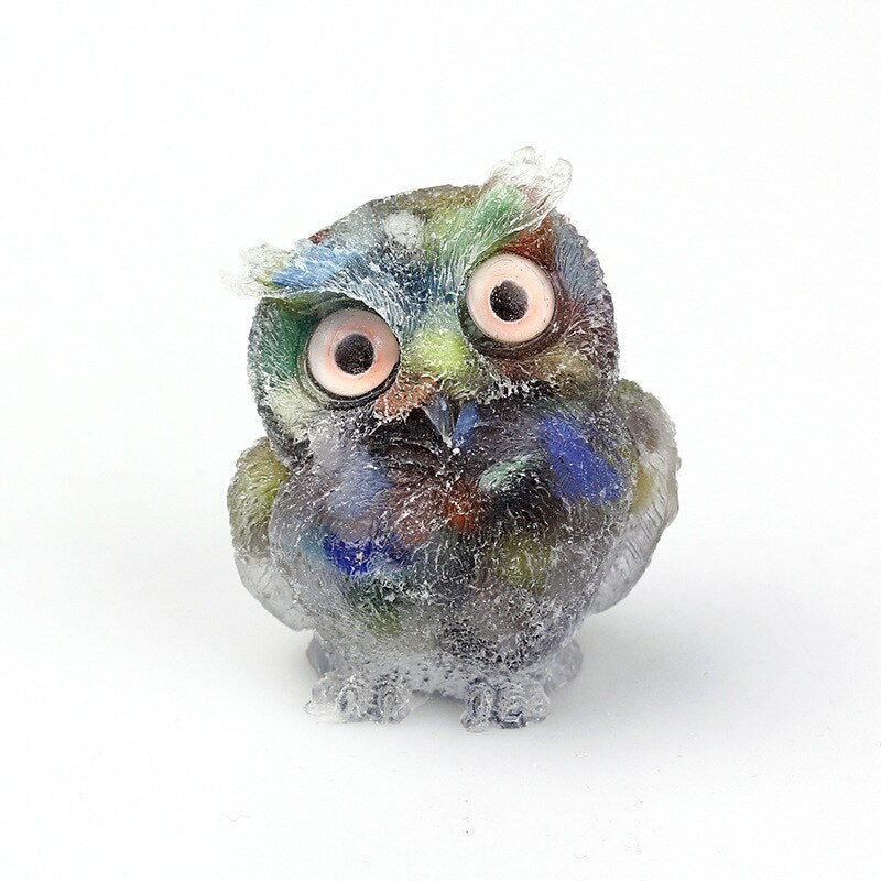 Natural Crystal Owl Figurine: Handmade Collector&