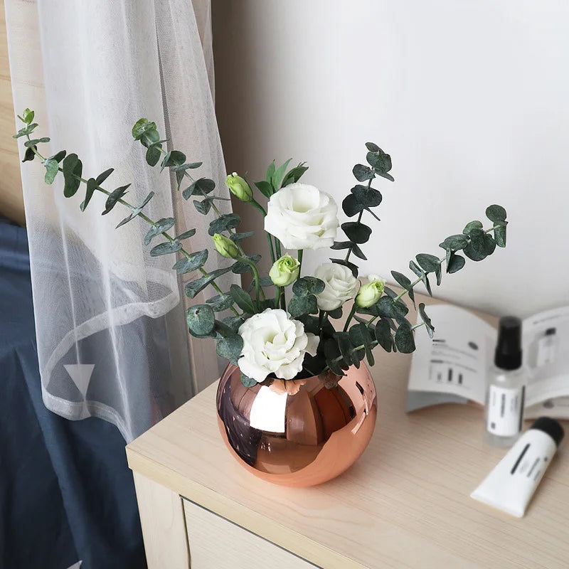 Stainless Steel Vase in Nordic Style Desktop Flower Pot BeFlower Pots Gold Black Rose Gold Classic Home Decoration