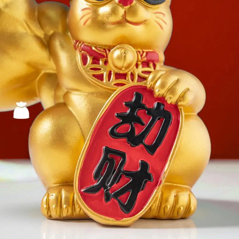 Large hand, happy wealth, waving cat, gold-coloured waving hand cat, home decoration, welcoming waving cat, sculpture, statue, decor, car ornament, shop gift