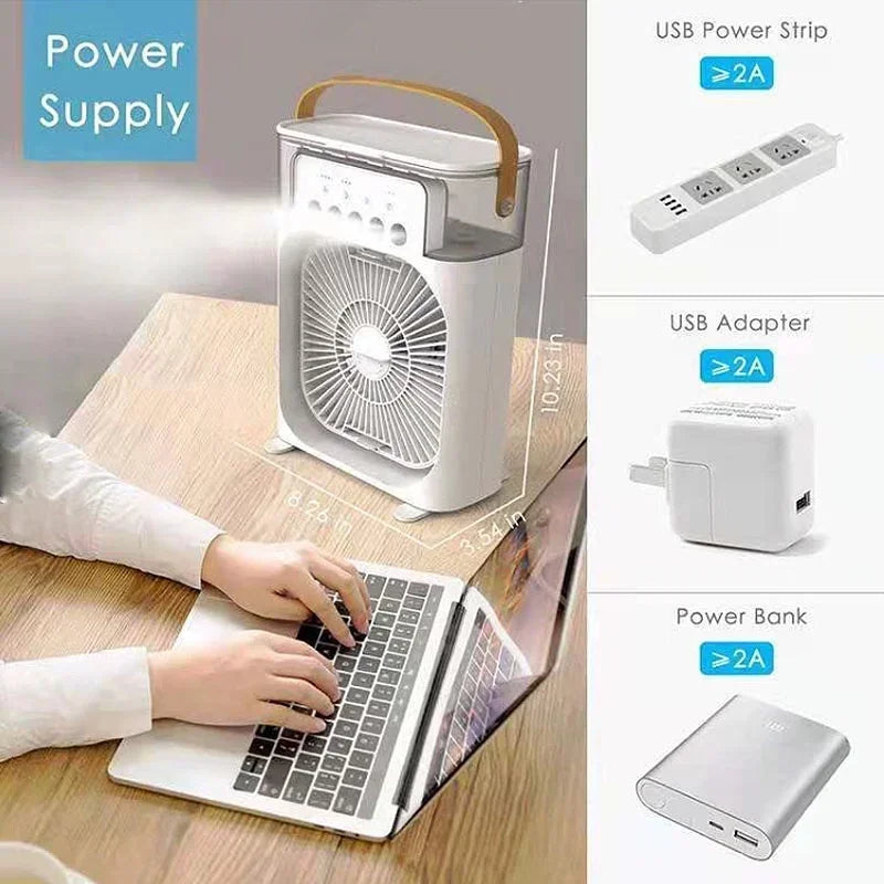 3 In 1 Fan AIr Conditioner Household Small Air Cooler LED Night Light Portable Humidifier Air Adjustment Fan Office Home Fan New |