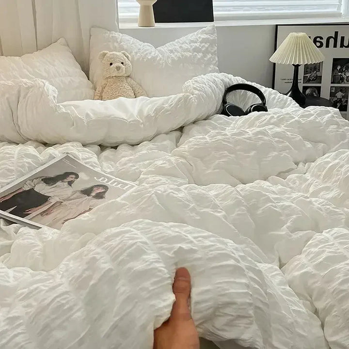 ChicParis | Seersucker Bedding Set – Lightweight, Soft &amp; Elegant French-Style Duvet Cover Set