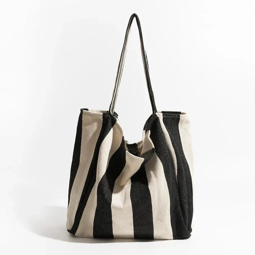 Striped linen tote bag