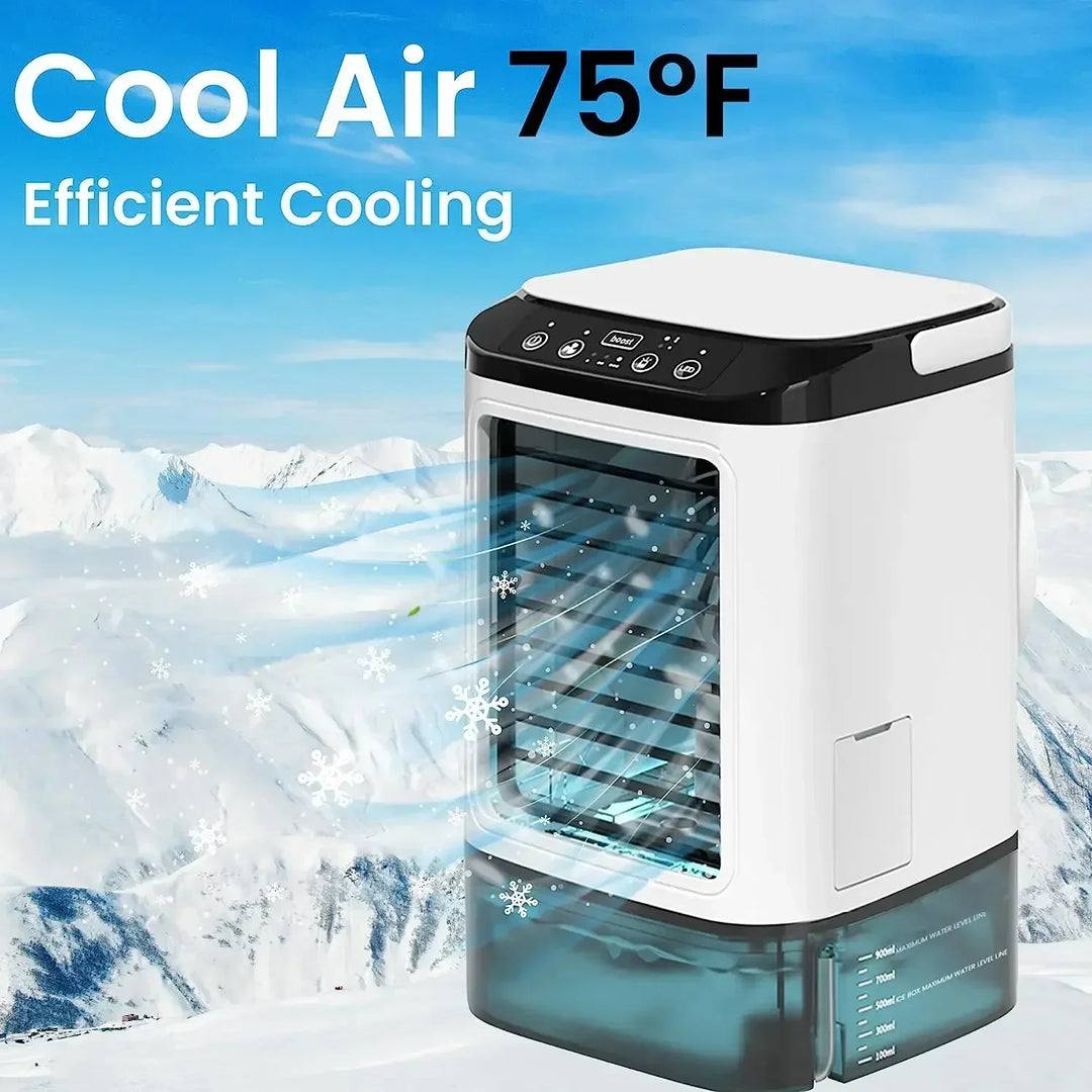 Air Conditioner Portable Fan Desktop Dual Spray Ultrasonic Atomization 3-Speed Mute Air Cooler Night Light Electric Fan for Home |