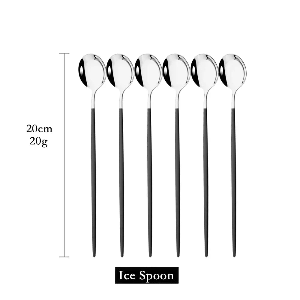 Golden 6-piece Long Handle Spoon Set