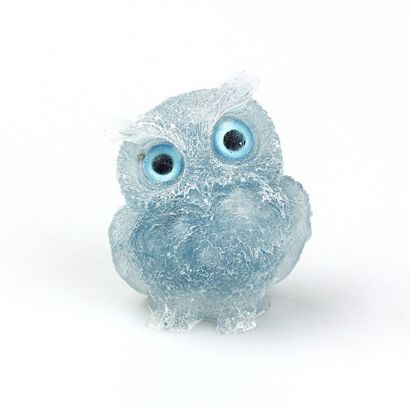 Natural Crystal Owl Figurine: Handmade Collector&