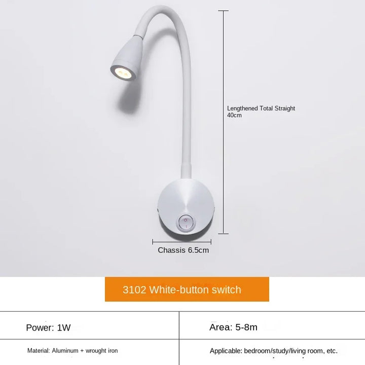 Versatile LED Wall Lamp: Modern, Flexible, Perfect for Reading in Bed