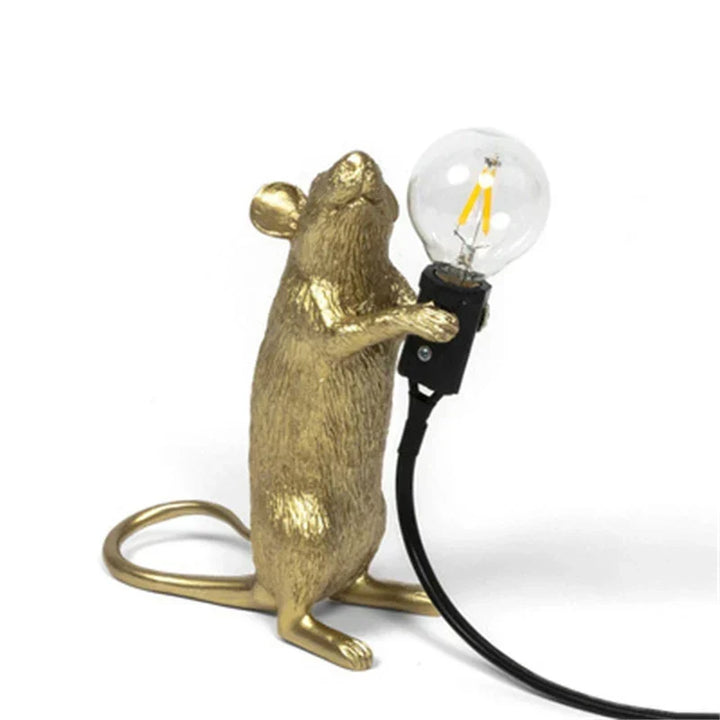 Modern LED Animal Table Lamps: Resin Rat, Cat, and Squirrel Night Lights
