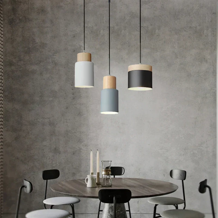 Nordic LED Pendant Lights Made of Metal and Wood - Modern Hanging Lamps for Dining Room and Kitchen
