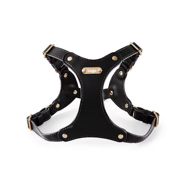 Adjustable Leather Dog Harness with Custom Engraving