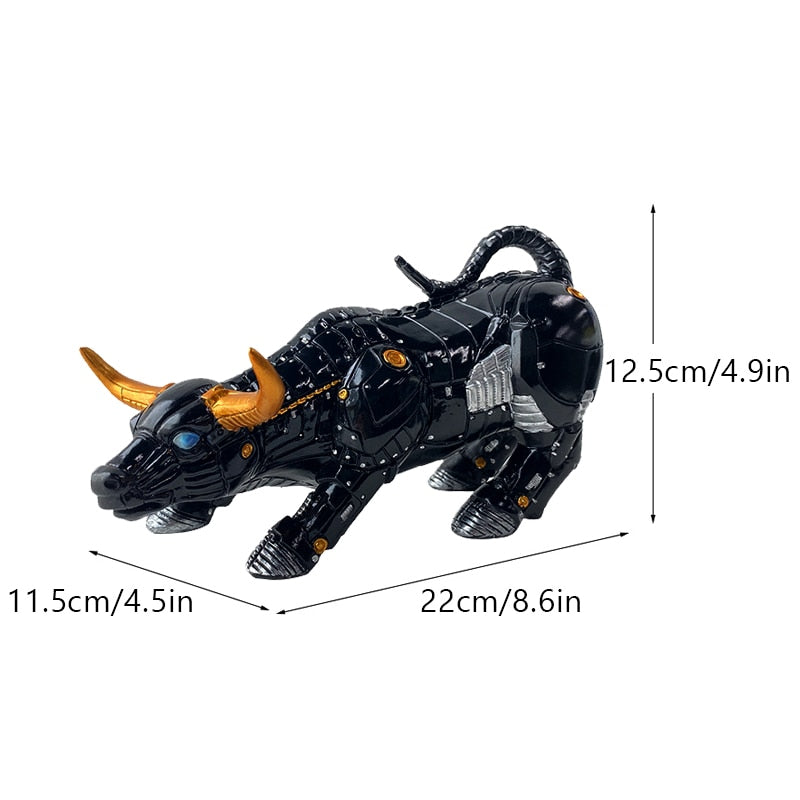 Graffiti-Painting Resin Bull Figures Home Living Room Bedroom Office Desktop Feng Shui Ornaments Collection Statues