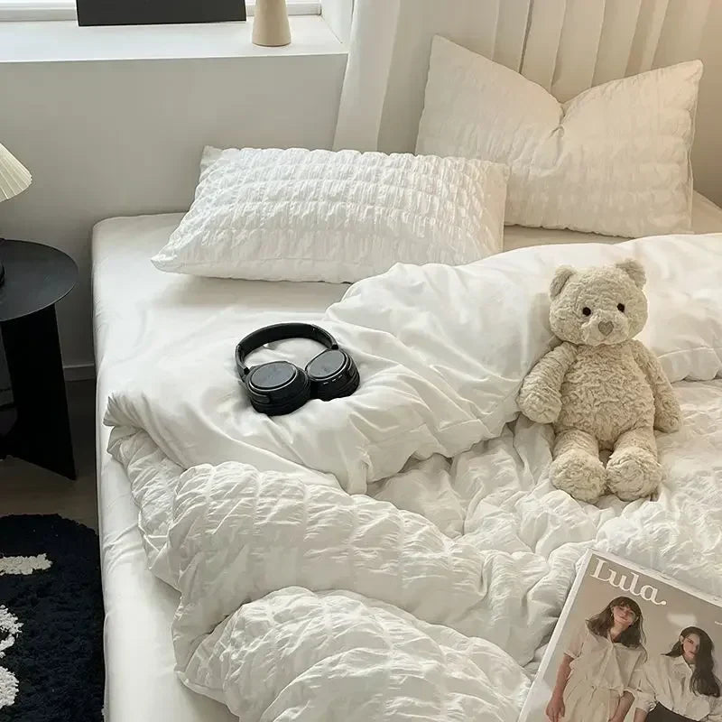 ChicParis | Seersucker Bedding Set – Lightweight, Soft &amp; Elegant French-Style Duvet Cover Set