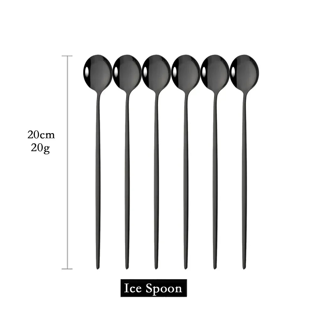 Golden 6-piece Long Handle Spoon Set