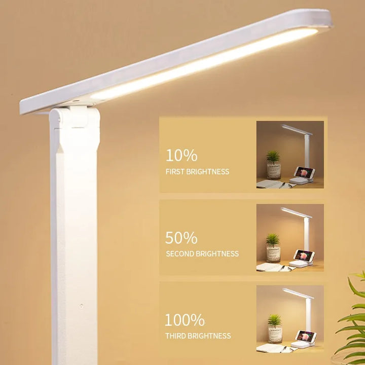 6000mAh rechargeable LED table lamp USB 3 colour stepless dimmable desk lamp touch foldable eye-protecting reading night light