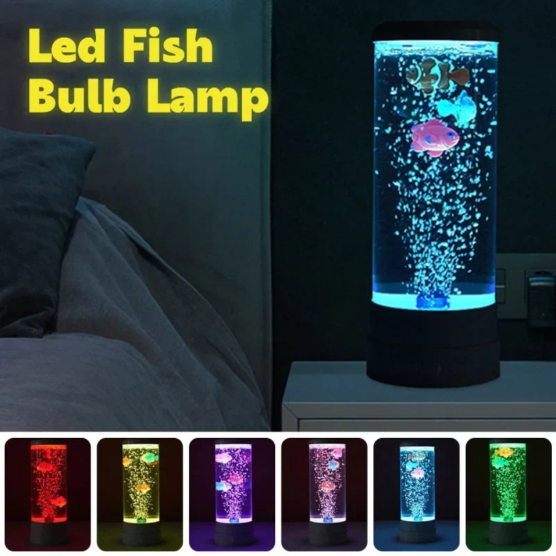 Simulated Led colourful Large Bubble Fish Light Aquarium Tank Usb Night Light for Home Desk Bedroom Living Room