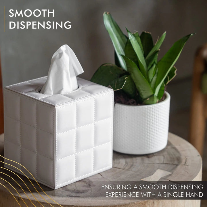 Modern Tissue Box Holder Square, Napkin Holder Pump Paper Case Dispenser, Facial Tissue Box Cover for Home Bathroom Office Desk