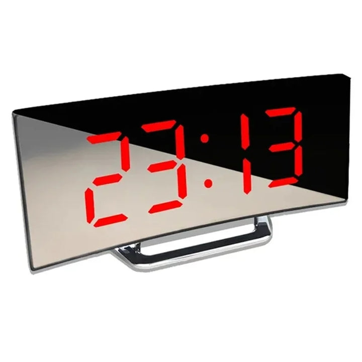 LED curved screen digital alarm clock with USB charging