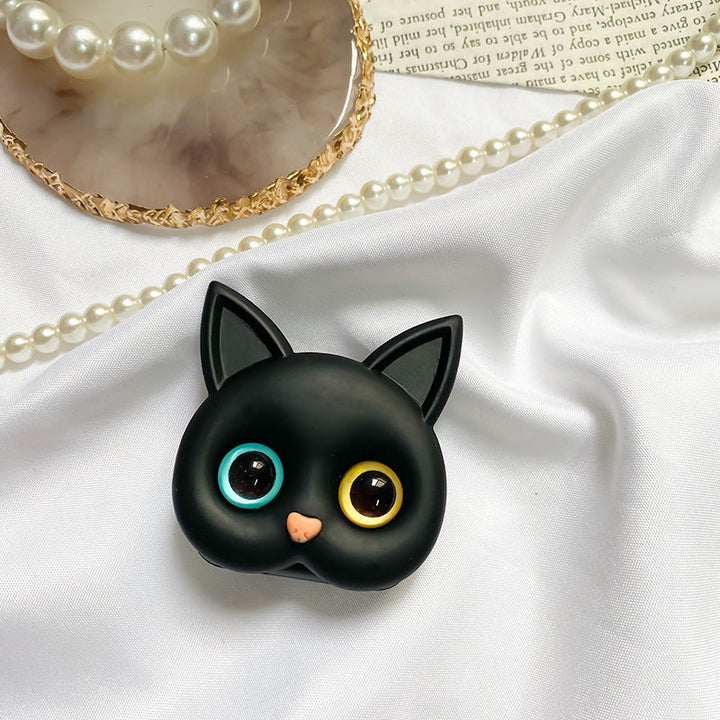 3D cute kitten phone holder with mini mirror