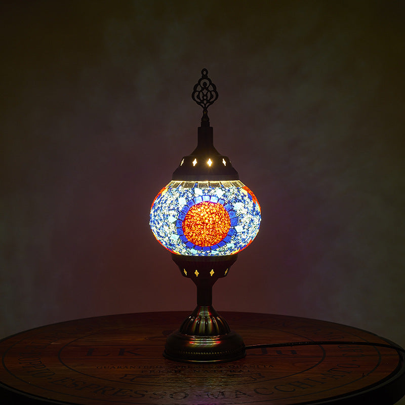 Traditional Tiffany romantic oval iron enameled 1-light table lamp for the bedroom