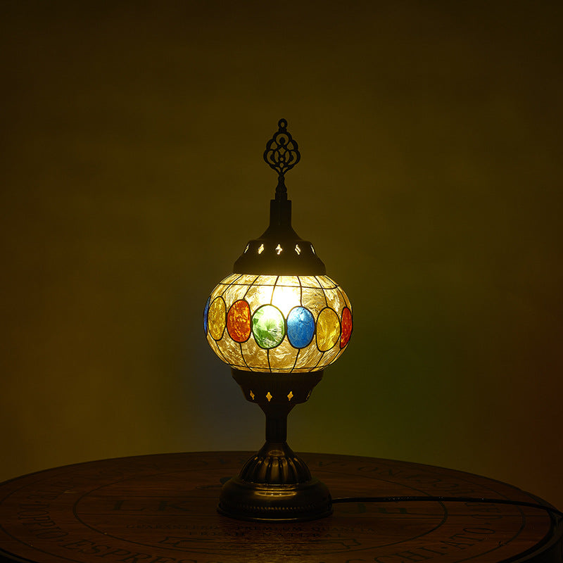 Traditional Tiffany romantic oval iron enameled 1-light table lamp for the bedroom
