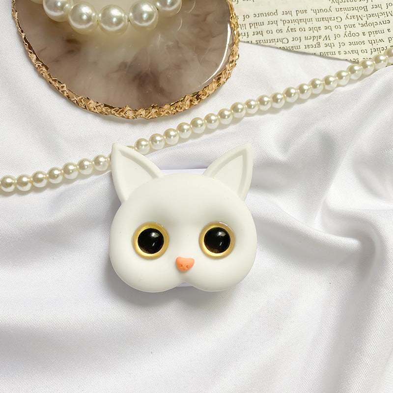 3D cute kitten phone holder with mini mirror