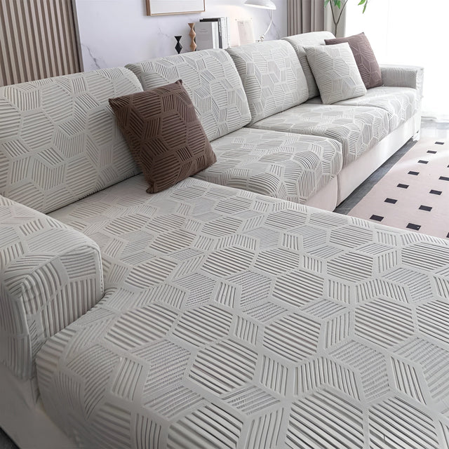 Jacquard Sofa Cover with Geometric Pattern – Soft & Pet-Friendly | Perfect for Protection and Cozy Living Spaces |