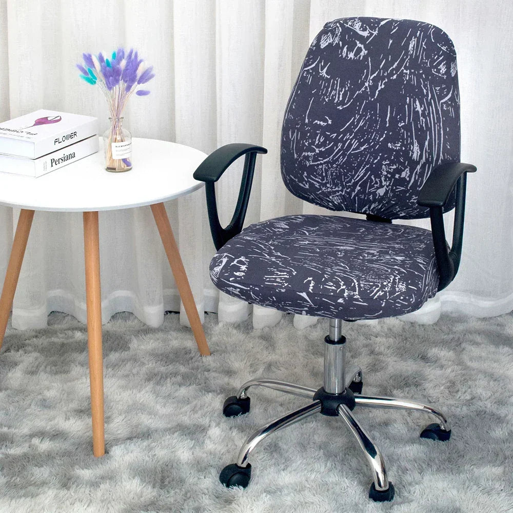 2-piece Split Office Rose Chair Covers