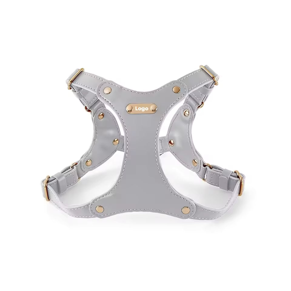 Adjustable Leather Dog Harness with Custom Engraving