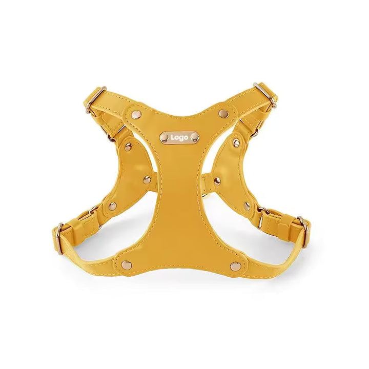 Adjustable Leather Dog Harness with Custom Engraving