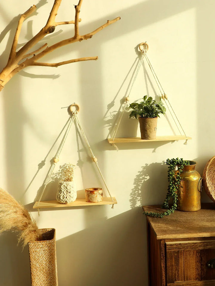 Wall shelf – Wood – Hanging shelves – Boho home decoration – Room decoration