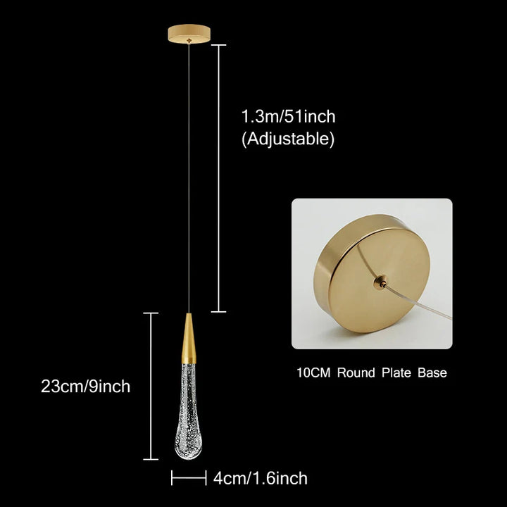 Crystal LED Pendant Lights: Perfect for Bedroom, Dining Room, Bar - Water Drop Chandelier, Stair Lamp for Interior Decoration