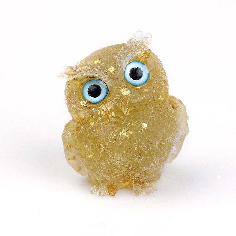 Natural Crystal Owl Figurine: Handmade Collector&
