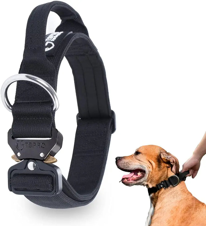 Tactical Dog Collar with Metal Buckle &amp; Handle