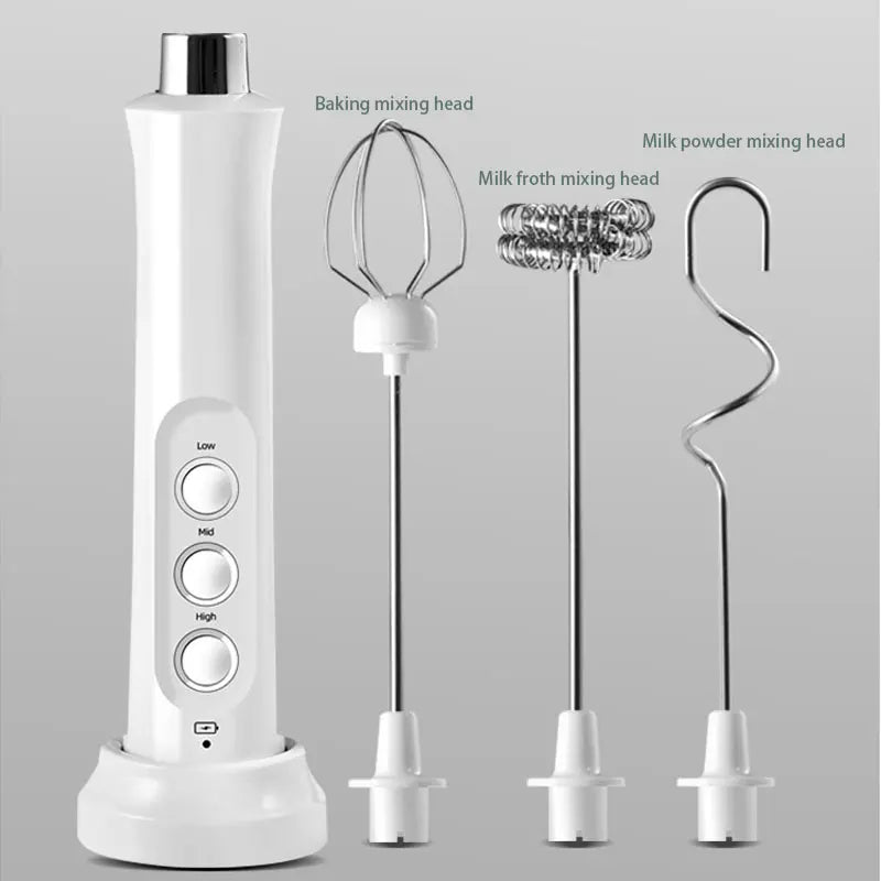 3 In 1 Electric Milk Frother Rechargeable Milk Frother Handheld Frothing Device High Speeds Milk Frother Drink Mixer Coffee