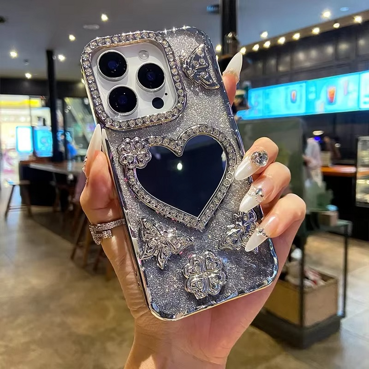 Butterfly Glitter Diamond Mirror Case for iPhone