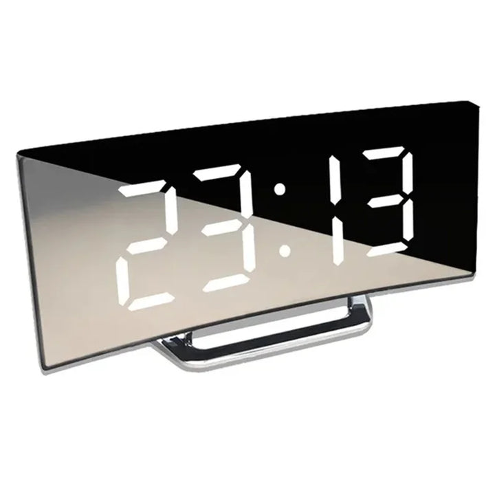 LED curved screen digital alarm clock with USB charging