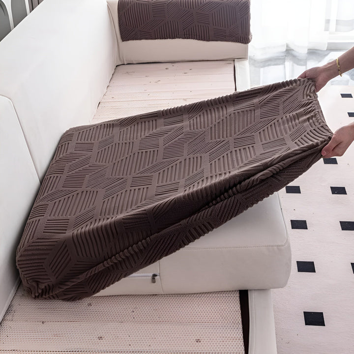 Jacquard Sofa Cover with Geometric Pattern – Soft &amp; Pet-Friendly | Perfect for Protection and Cozy Living Spaces |