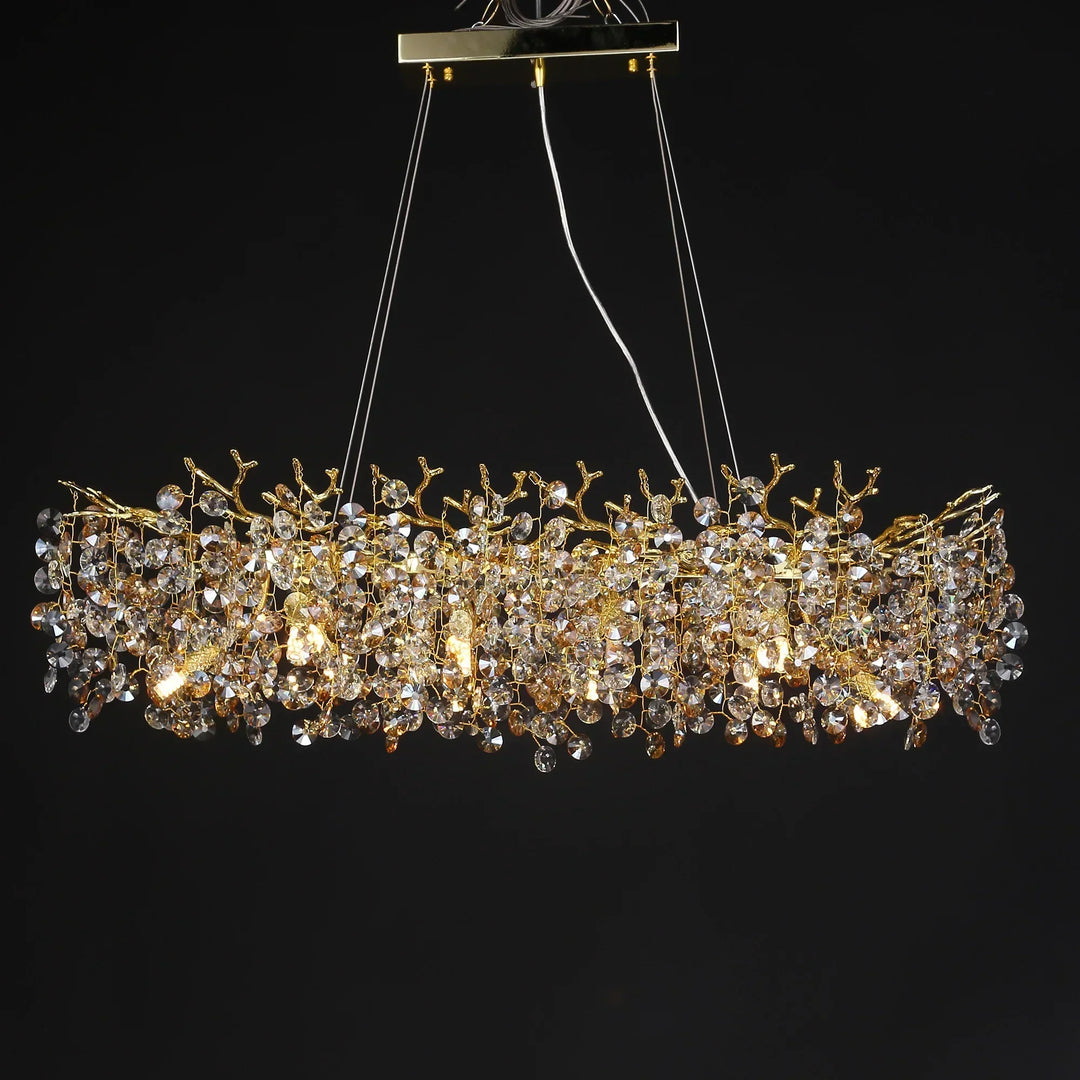 Long Crystal Pendant Chandelier | Nordic LED Island Light with Remote Control (G9)