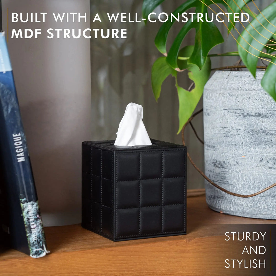 Modern Tissue Box Holder Square, Napkin Holder Pump Paper Case Dispenser, Facial Tissue Box Cover for Home Bathroom Office Desk