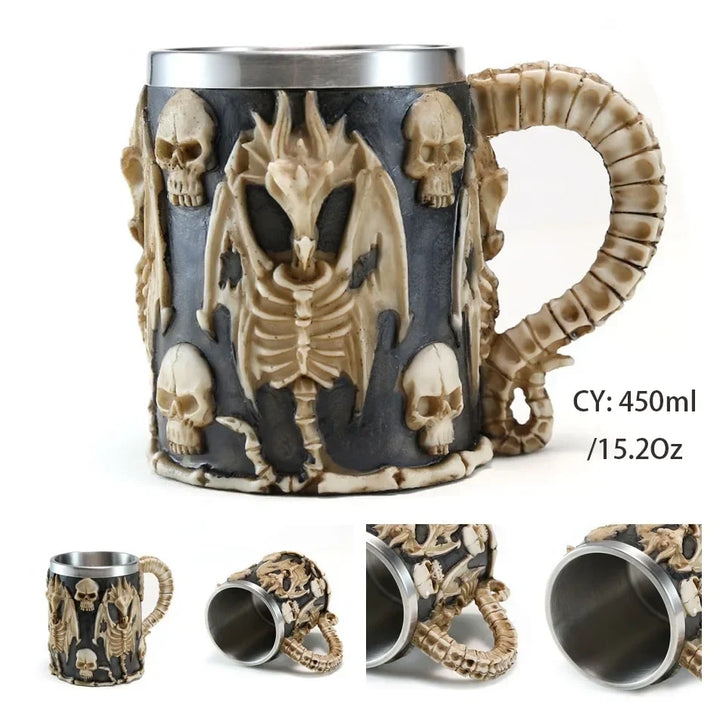 Medieval Dragon Resin Stainless Steel Mug as Coffee Mug or Tea Mug