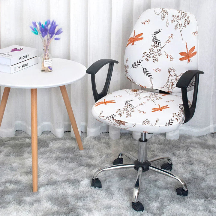 2-piece Split Office Rose Chair Covers