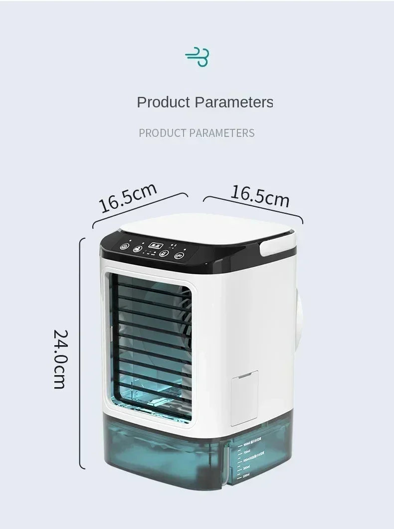 Portable Desktop Air Conditioner Fan – Dual Spray Ultrasonic Humidifier, 3-Speed Silent Air Cooler with Night Light for Home |