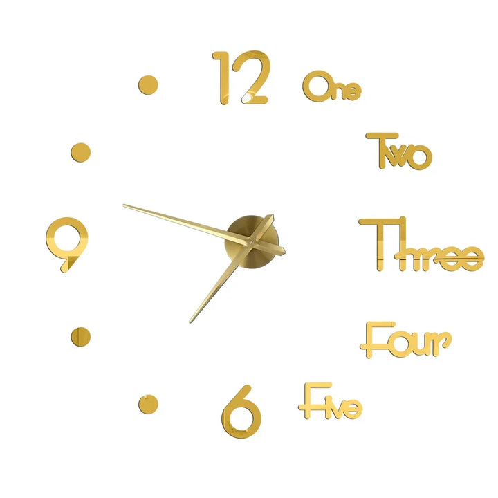 Big Wall Clock DIY 3D Self Adhesive Mirrored Acrylic Wall Clock For Kitchen Dining Room Living Room Creative Home Decor |