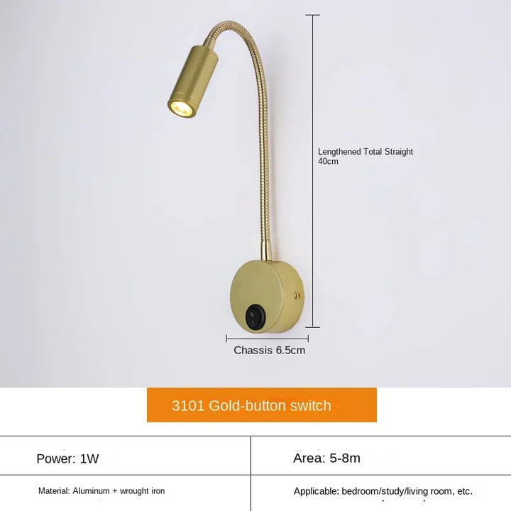 Versatile LED Wall Lamp: Modern, Flexible, Perfect for Reading in Bed
