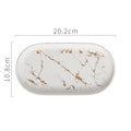 Nordic Ins Ceramic Marble Oval Tray Jewelry Storage Tray Accessories Soap Holder Golden Wave Bathroom Cup Bath Decoration