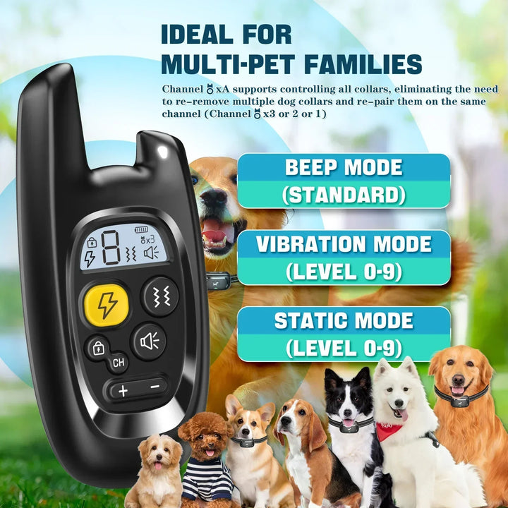 Dog Training Collar with Remote – Shock Lock, Sound &amp; Vibration Modes, Waterproof, 1600ft Range