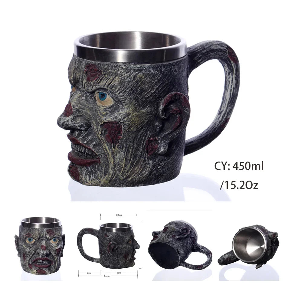 Medieval Dragon Resin Stainless Steel Mug as Coffee Mug or Tea Mug