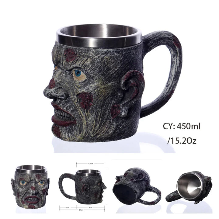 Medieval Dragon Resin Stainless Steel Mug as Coffee Mug or Tea Mug
